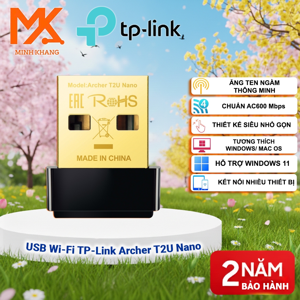 TP-Link Archer T2U Nano AC600 USB WiFi Nano AC600 Dual Band Wireless WiFi Receiver สําหรับคอมพิวเตอร