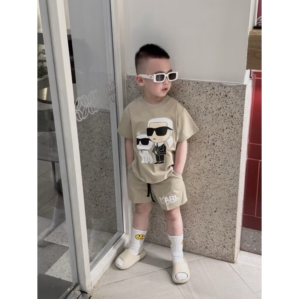 Kail jicama ชุดเสื้อยืดกางเกงขาสั้นสําหรับเด็กพิมพ์ลาย sharp 6d