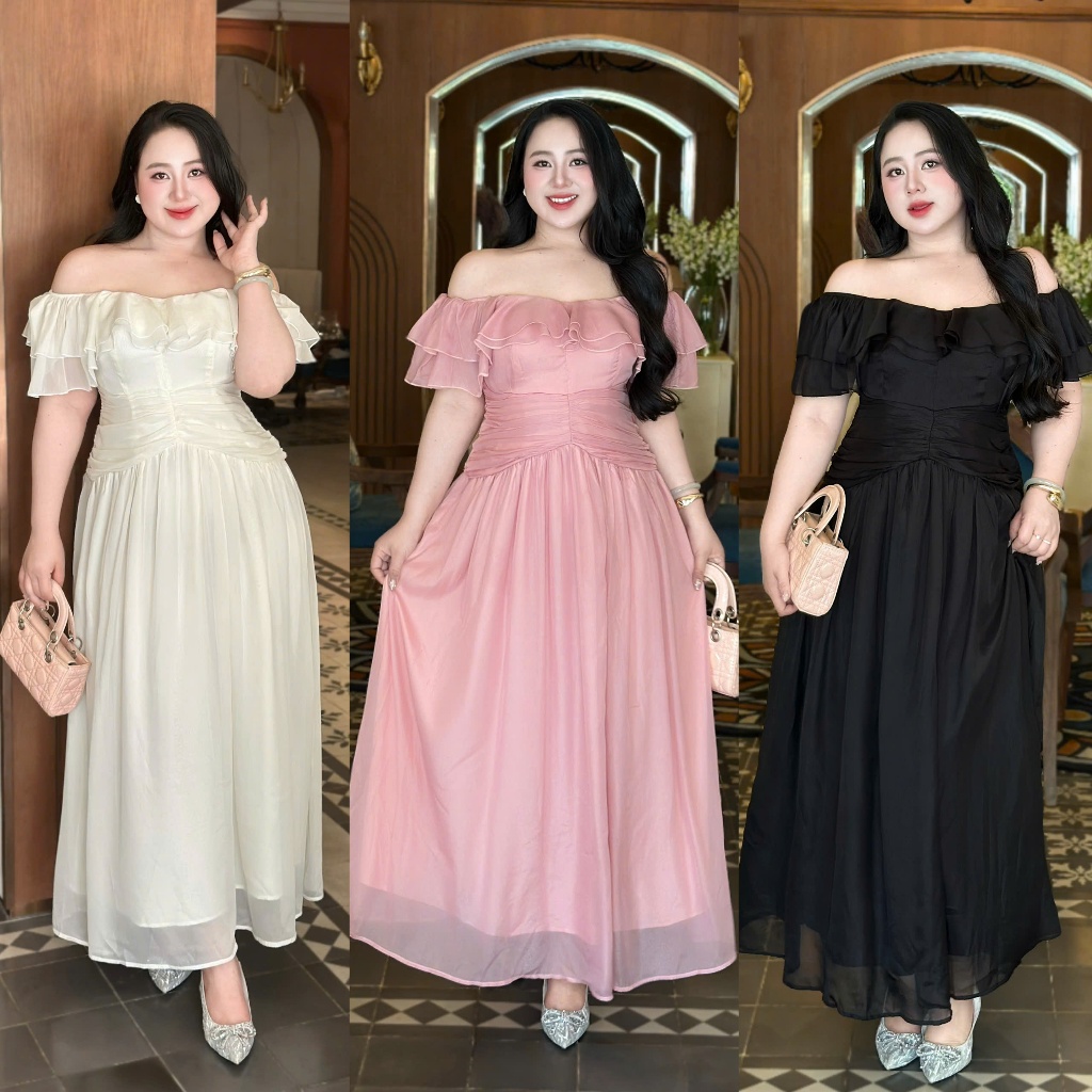 แม็กซี่เดรสยาว BIGSIZE คลุมเป็นงานอย่างดี ออกงาน หรือไปปาร์ตี้ - UB XINH STORE -D322 (MAXI WITH SHOULDER)