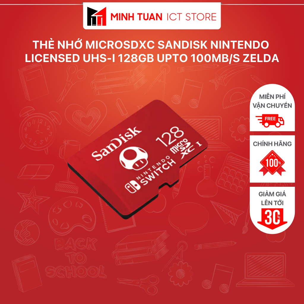 SanDisk Nintendo ที่ได้รับอนุญาต UHS-I 128GB upto 100MB/s Zelda การ์ดหน่วยความจํา MicroSDXC