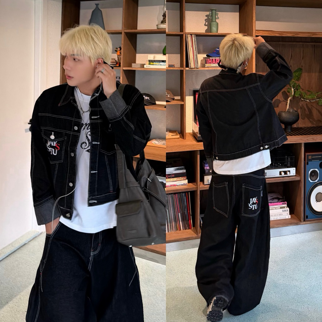 IZZY Boxy Jean Jacket สั้น orm หลวม Unisex ผู้ชายผู้หญิง Jaystoree denim JACKET