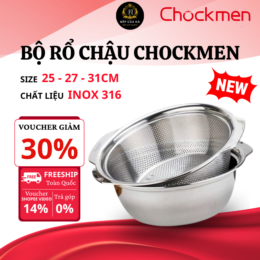CHOCKMEN 304 ชุดตะกร้าหม้อสแตนเลสหลายขนาดสําหรับล้างผักและข้าวป้องกันสนิมและทนทาน - ครัวของ Ha