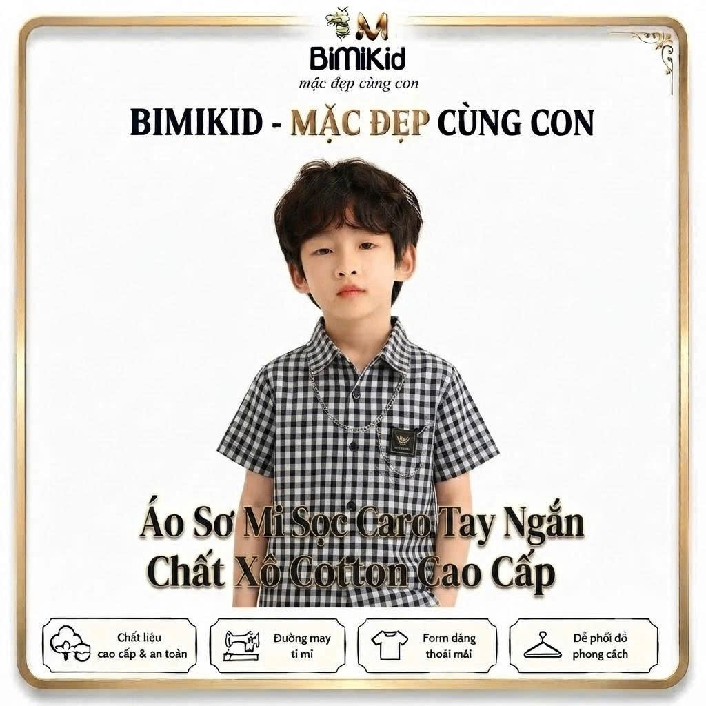 BiMiKid Boys Shirt ผ้าคอตตอนคุณภาพสูง เสื้อเด็กชายสไตล์เกาหลี-SMCR