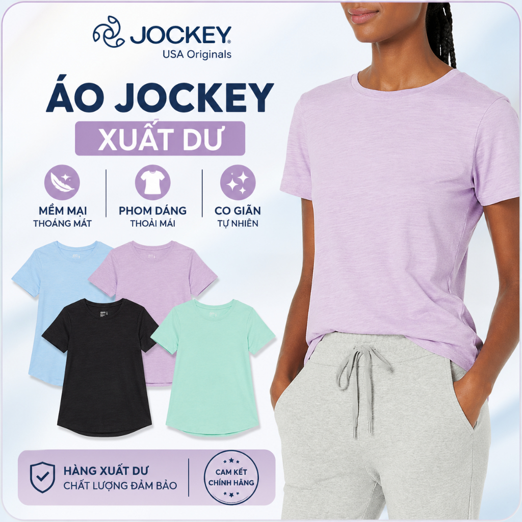 ขนาดใหญ่ ของแท้ Jockey เสื้อยืดผู้หญิงเชี่ยวชาญในกีฬาสายโยคะยิมเสื้อ VNXK