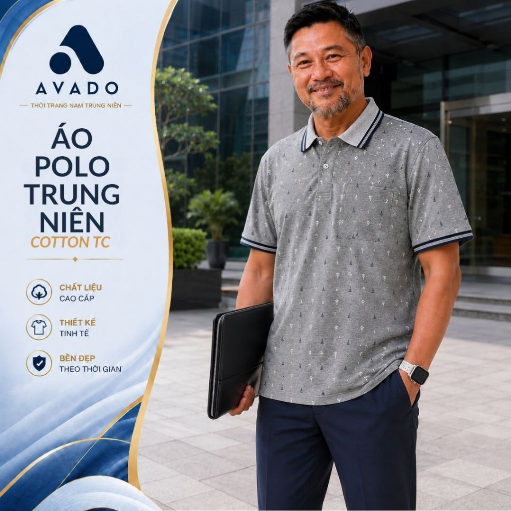 เสื้อโปโลผู้ชายวัยกลางคนคอปก THAI KHANG ผ้าคอตตอนเนื้อนุ่ม เย็นสบาย มีกระเป๋ากว้าง ATK38