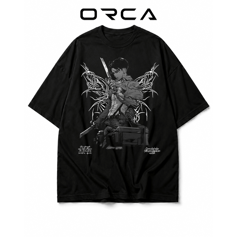 เสื้อยืด Orca พิมพ์ลาย Levi Ackerman Attack On Titan - ผ้าคอตตอนคุณภาพสูง - ORCA1159