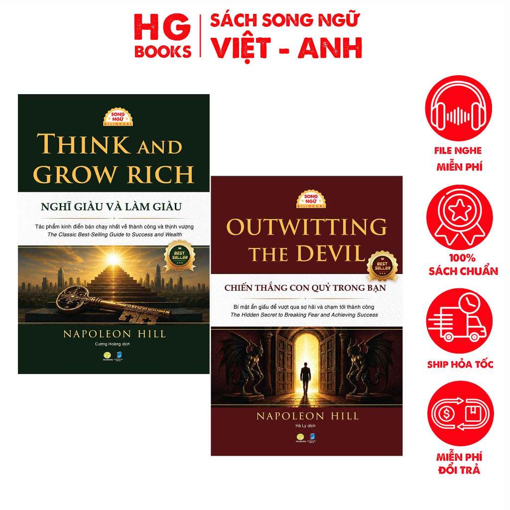 Combo 2 เล่ม BILINGUAL: Think Rich & Grow Rich + พิชิตปีศาจของคุณ มาพร้อมเสียง