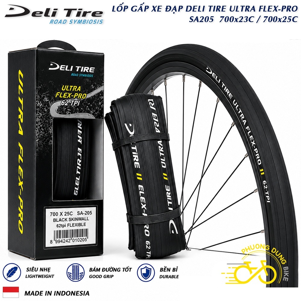 DELI TIRE Ultra Flex-Pro SA205 ยางรถจักรยานพับได้ (เคส) 700x23C / 700x25C