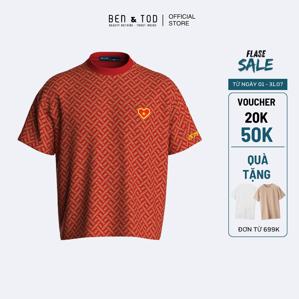 เสื้อยืด VIETAMLOVE - Designer LE NGOC LAM Oversize Boxy ฟอร์ม OB1210 BE191 ผ้าฝ้ายสุดเท่คุณภาพสูง