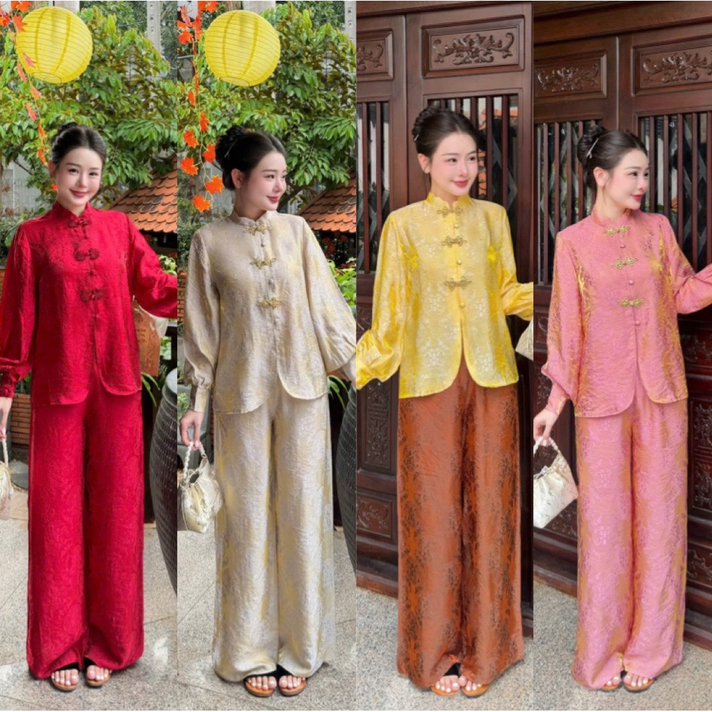 PPN32 เดรสฝรั่งเศสสุดหรูสุดทําจากผ้าไหม tencel ลายโบรเคดเมทัลลิก แขนพองและกระดุม คอหยักสวยมาก