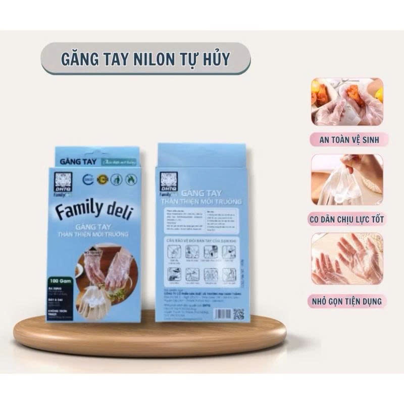 Family Deli ถุงมือไนลอนย่อยสลายได้แบบใช้แล้วทิ้ง สะดวกและอาหาร Safe.HY