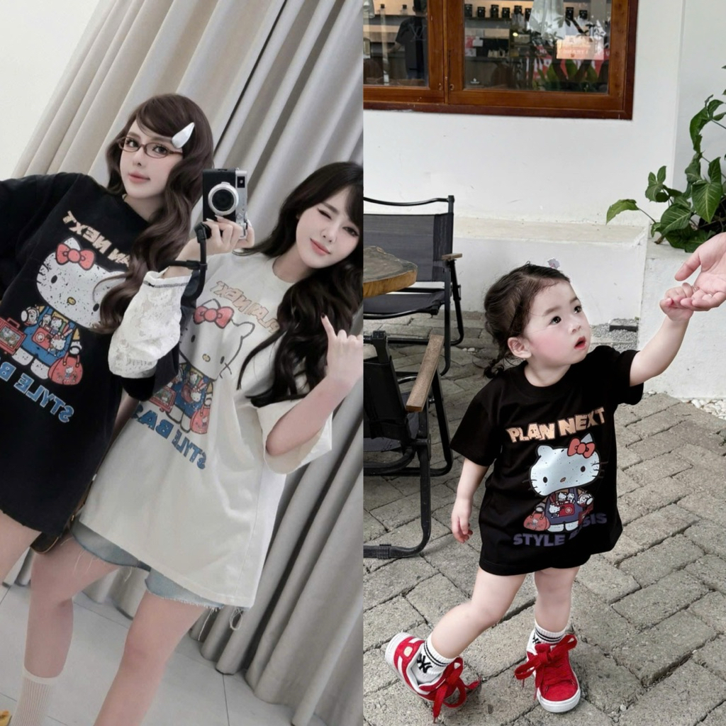 MPB เสื้อยืดคิตตี้สําหรับแม่และเด็ก ผ้าคอตตอนเนื้อนุ่ม