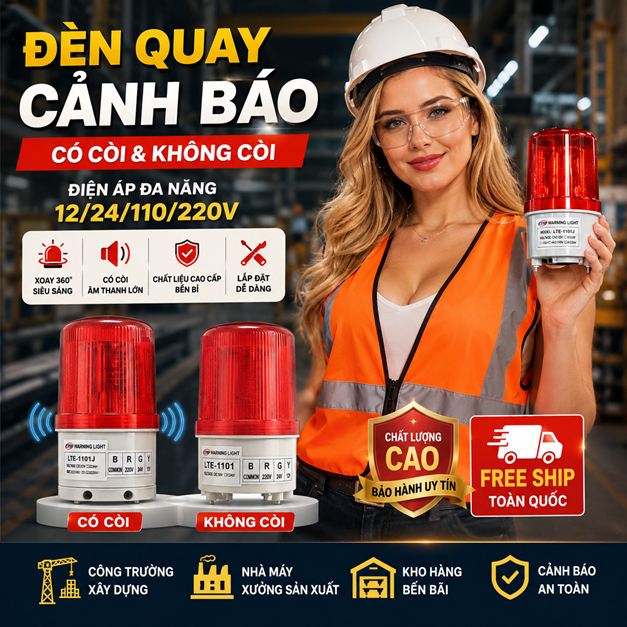 ไฟเตือนแบบหมุนพร้อม Buzzer & ไม่มี Buzzer 12V / 24V / 110V / 220V – ไฟแรง, คําเตือนที่มีประสิทธิภาพ