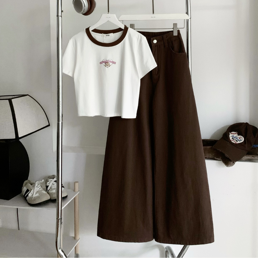 [Jemlcoset] เสื้อยืดแขนสั้น MEDIUM FORM CROPTOP IN BORIP COTTON FABRIC - 084