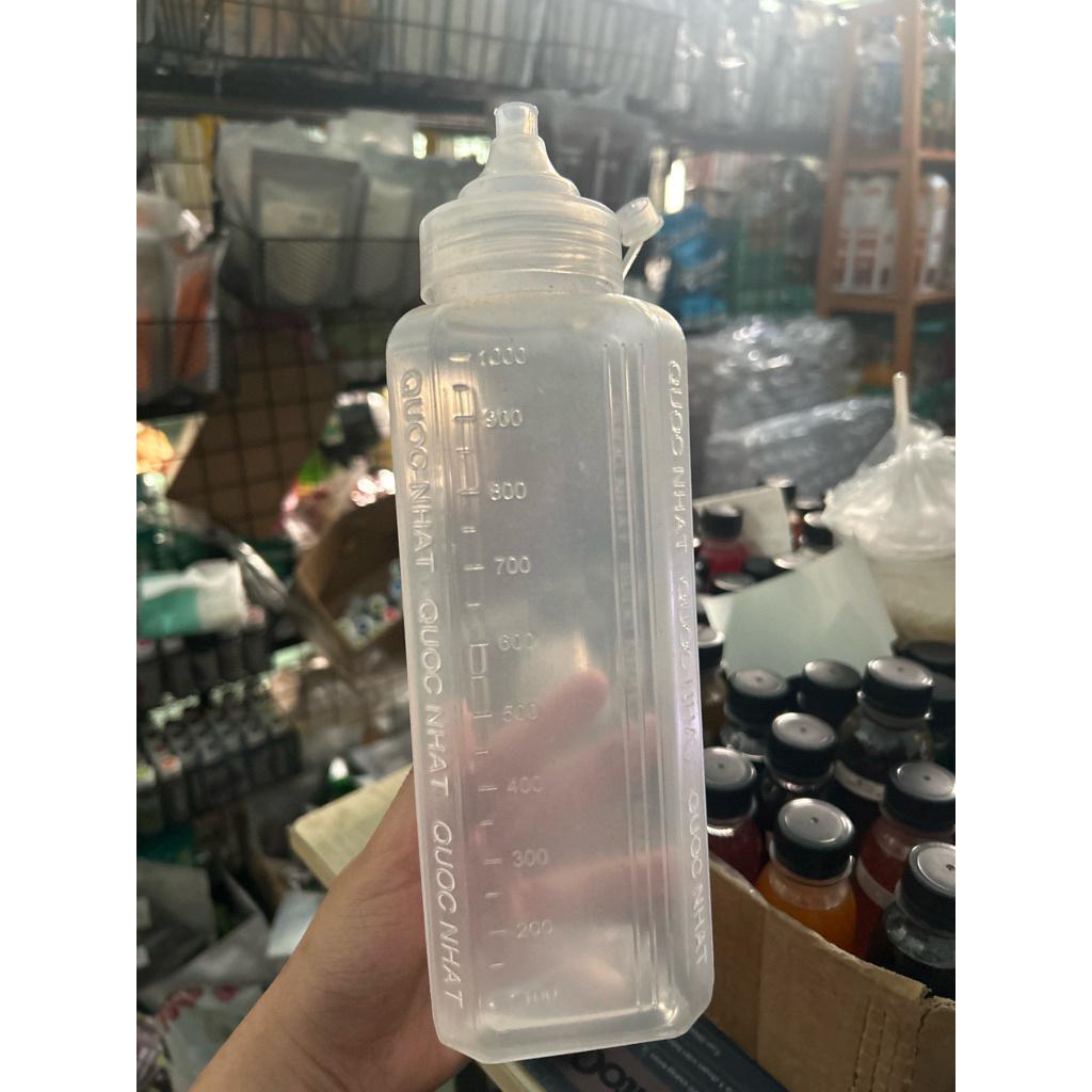 กระปุกซอสพลาสติกสี่เหลี่ยม 1000Ml - พลาสติก PE