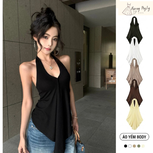 เสื้อชั้นในสตรีเว้าหลัง เสื้อยืดทรงหลวมคลุมเอวสําหรับเที่ยวทะเลและออกไปข้างนอก AB168 by Huong Myly