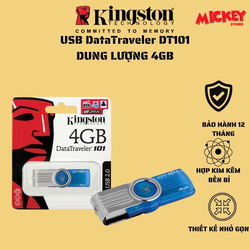 Kingston DT101 4GB USB – แฟลชไดรฟ์ DISC CENT สําหรับคอมพิวเตอร์และโน้ตบุ๊ก
