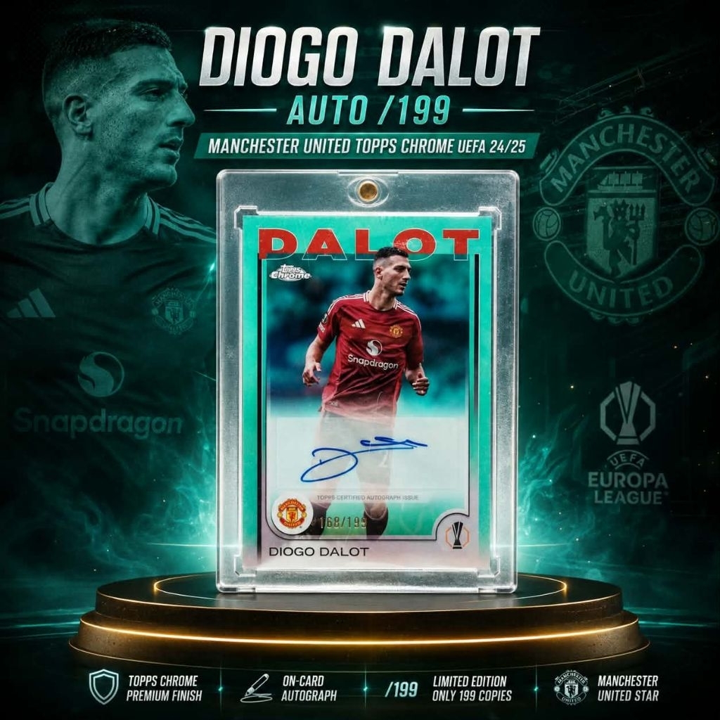 [ของแท้][แผ่นเสียงพร้อมแม็ก] Diogo Dalot Auto /199 Topps Chrome UEFA 24/25