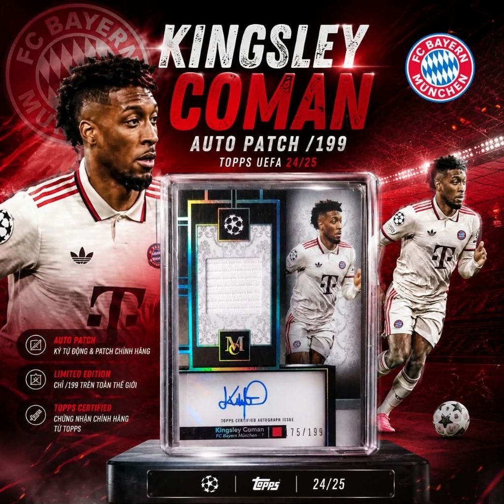 [ของขวัญชั้นนํา] Kingsley Coman Auto Patch /199 Topps UEFA 24/25