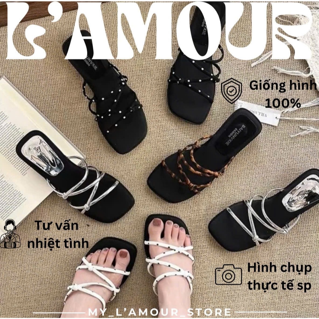 (TYPE 1) รองเท้าแตะผู้หญิง Square Toe Strap Sole 4P สไตล์เกาหลี Y2K Hot Trend - รองเท้าแตะโจวี
