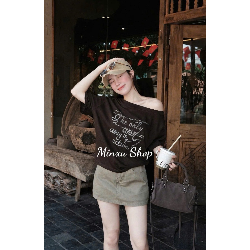 เสื้อยืดเปิดไหล่ผู้หญิงทําจาก QC Minxu Shop SK09