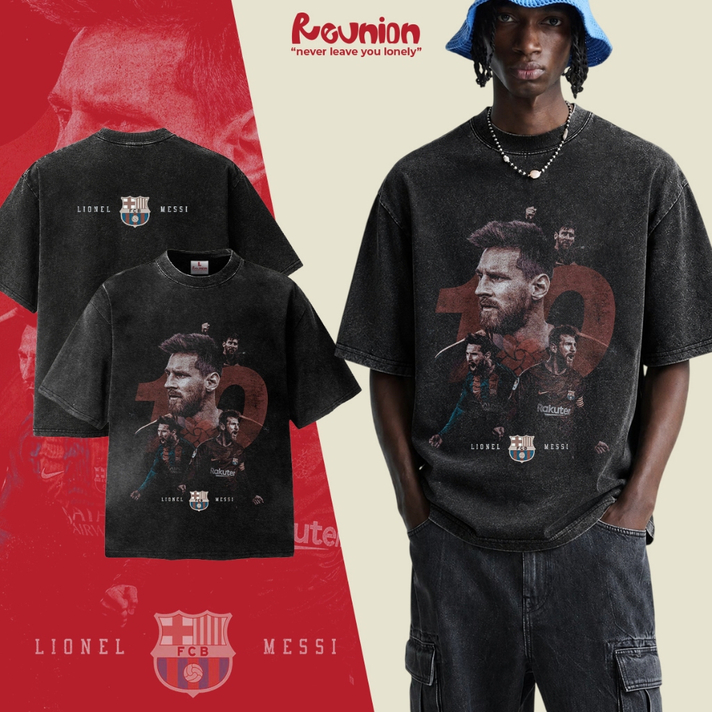 Wash M10 เสื้อยืด Barca Team - The Selection Wash เสื้อยืดสําหรับผู้ชายและผู้หญิงแบรนด์ท้องถิ่น REUN