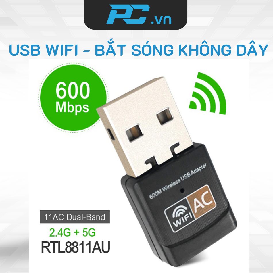 USB WIFI - WIRELESS WIFI RECEIVER, ตัวรับสัญญาณ USB WiFi AC600Mbps - มาตรฐาน WiFi 5, Dual Band 2.4GH