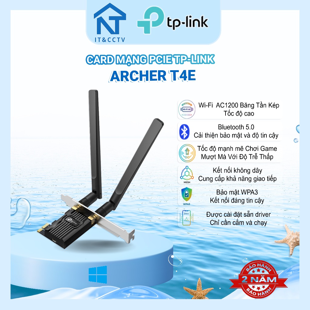 TP-Link Archer T4E AC1200 การ์ด WiFi PCIe ไร้สายแบบดูอัลแบนด์สําหรับพีซี