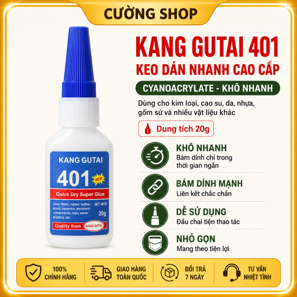 KANG GUTAI 401 – PREMIUM FAST GLUE (CYANOCRYLATE) / IRON GLUE / 401 กาวติดเล็บ - ติดหิน
