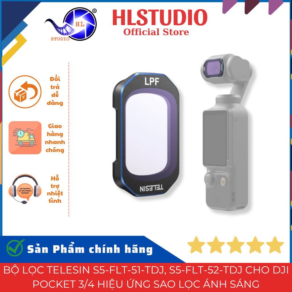 Telesin Filter S5-FLT-51-DJ, S5-FLT-52-DJ สําหรับ DJI Pocket 3/4 Star Effect HL Studio Light Filter