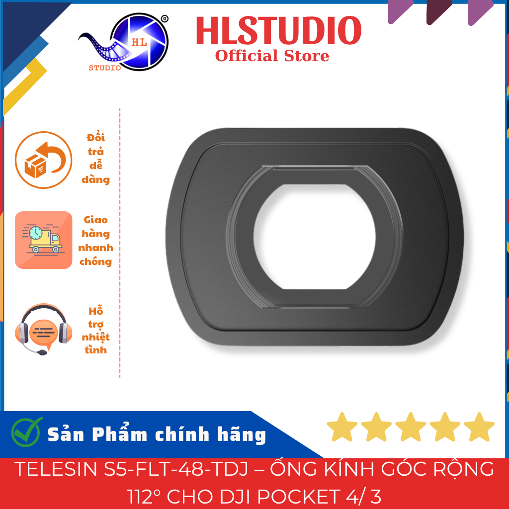 Telesin S5-FLT-48-DJ 112 เลนส์มุมกว้างสําหรับ DJI Pocket 3 และ 4 แม่เหล็กดูด HL Studio