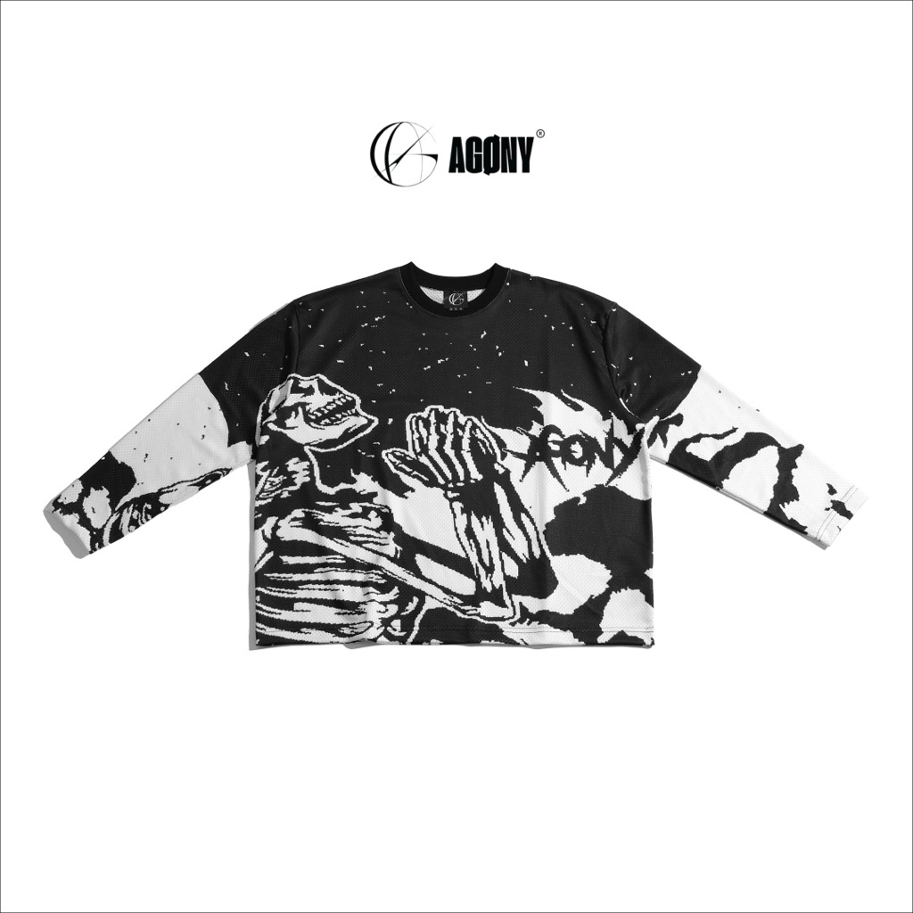Agony Skull Eternal Form Boxy Unisex Long Sleeve Tee Men Women - Agony Story