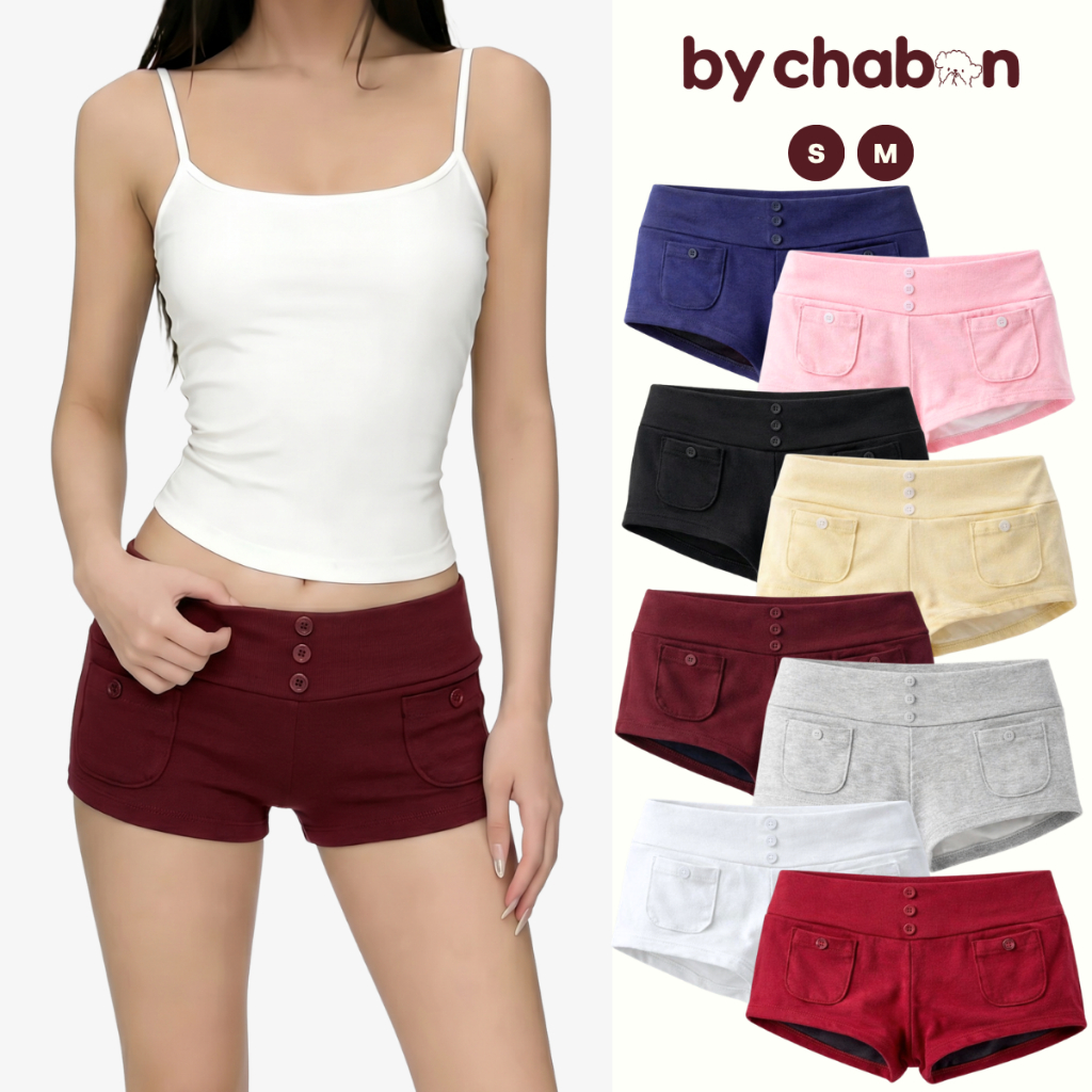 กางเกงขาสั้น Ultra Short Low-Rise with Button Pockets Slim Style By ChaBon CB29