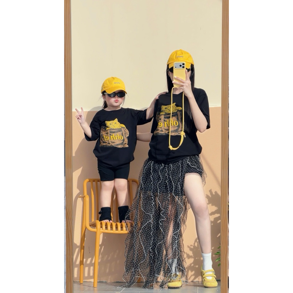 เสื้อยืด Ohh e! สําหรับแม่และทารกเสื้อยืดครอบครัวผ้าฝ้ายนุ่ม