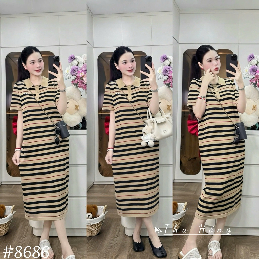 เดรสคอโปโล Mtg ป้ายกุ๊น 8686 สินค้า QC Th ฟรีไซส์