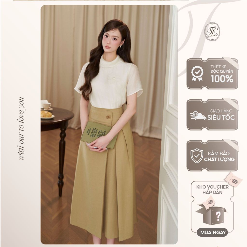 [TINSTORE x SONG VY] เสื้อเชิ้ตออฟฟิศผู้หญิงดีไซน์คอเต่า stylized ที่หรูหราและหรูหรา 2606ANL125