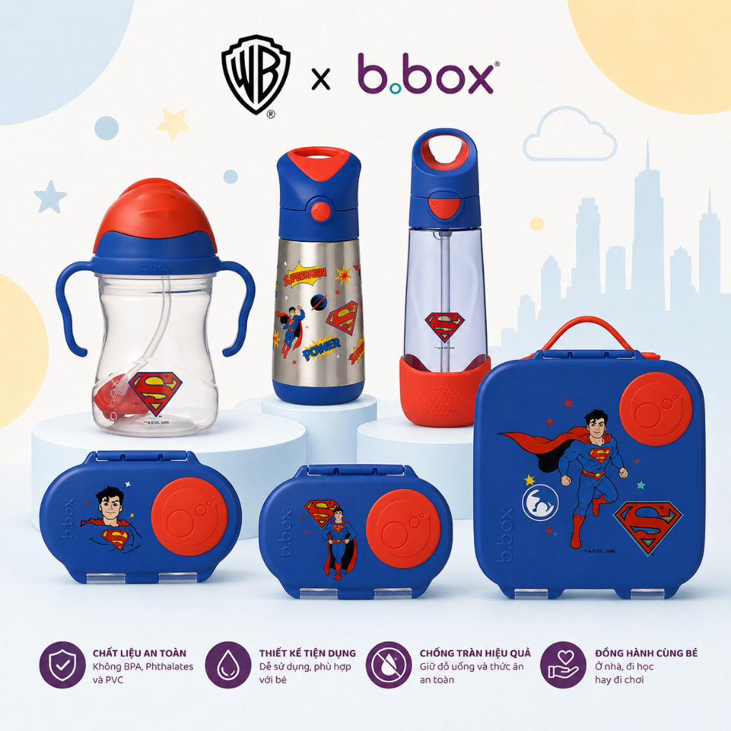 B.box x WB Superman รวมขวดน้ํา ขวดดื่ม ขวดนมเด็ก