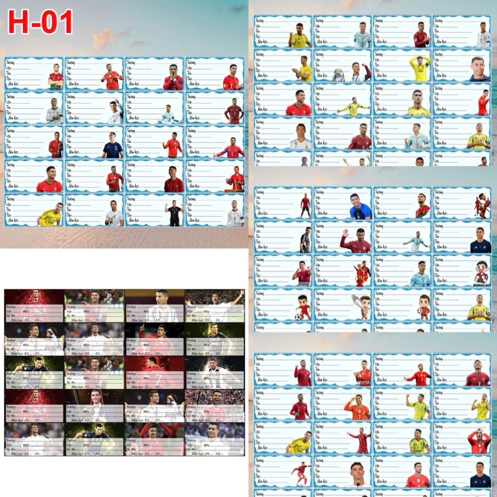 ป้ายสมุด โรนัลโด้ ฉลากที่แตกต่างกัน 100 ดวง / สติ๊กเกอร์ cr7 / ป้ายสมุดนักฟุตบอล cr7