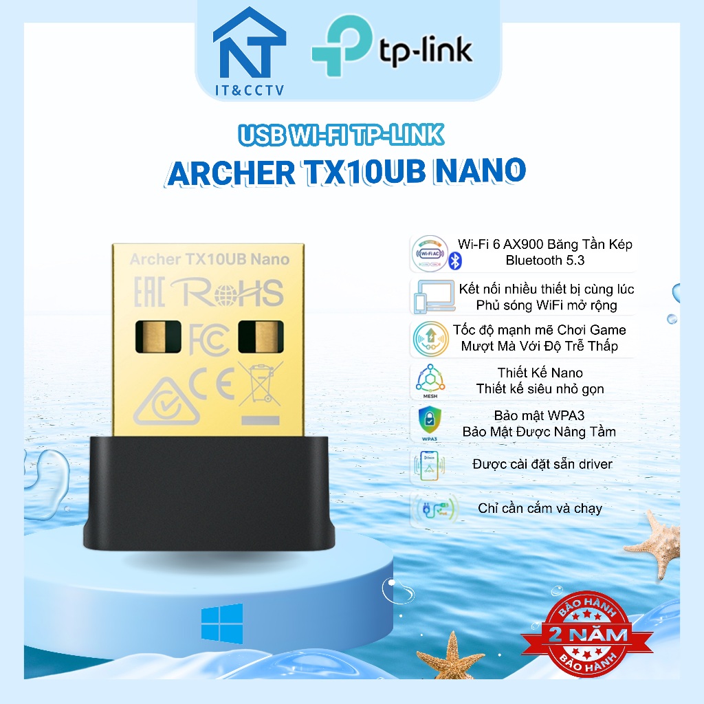 TP-Link Archer TX10UB Nano AX900 USB WiFi 6 บลูทูธ 5.3 WiFi Receiver Adapter สําหรับ PC Window