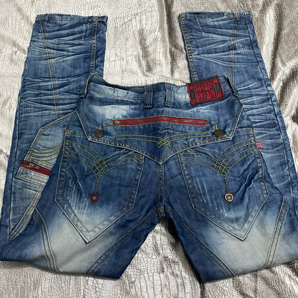 (2มือ) Vintage Y2K Streetwear Blockcore / Acubi Punk Rock Straight Pants