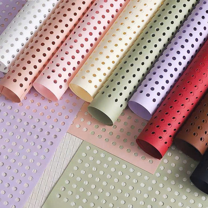 FLOWER WRAPING PAPER, PERFECT PATTERN PATTERN PAPER, กระดาษห่อดอกไม้แบบมีรูกลม (5 แผ่น, 58 x 40ซม.)