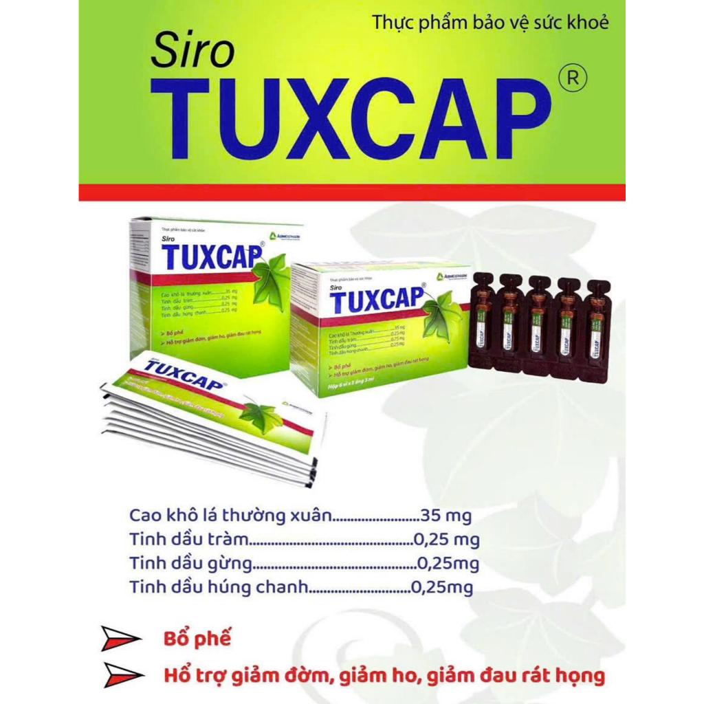 Tuxcap Cough Syrup กล่อง 30 หลอด x 5ml. บํารุงปอด รองรับเสมหะ ลดไอ บรรเทาอาการเจ็บคอ สําหรับเด็ก&ผู้