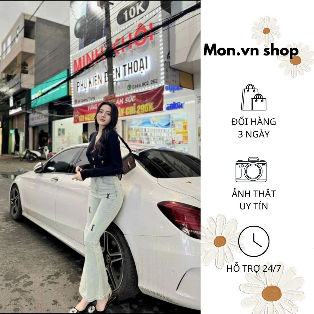 กางเกงยีนส์ขาบานปัก Y จาก QCL1 Mon Shop