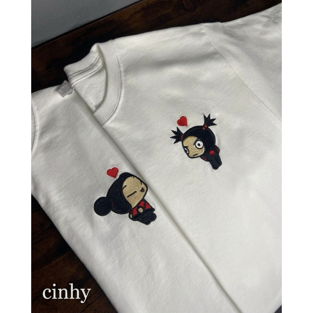 เสื้อยืด PUCCA และ GARU เสื้อคู่รักผู้ชายและผู้หญิง เสื้อยืดโอเวอร์ไซส์