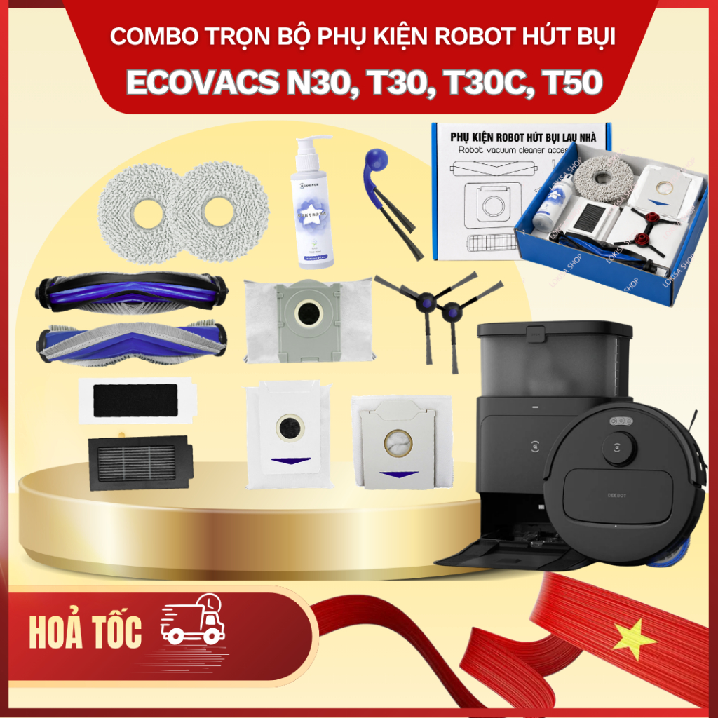 Combo อุปกรณ์เสริมทดแทนสําหรับเครื่องดูดฝุ่นหุ่นยนต์ N30 pro, T30 pro, T30C, T30S Pro, T30S KR, debo
