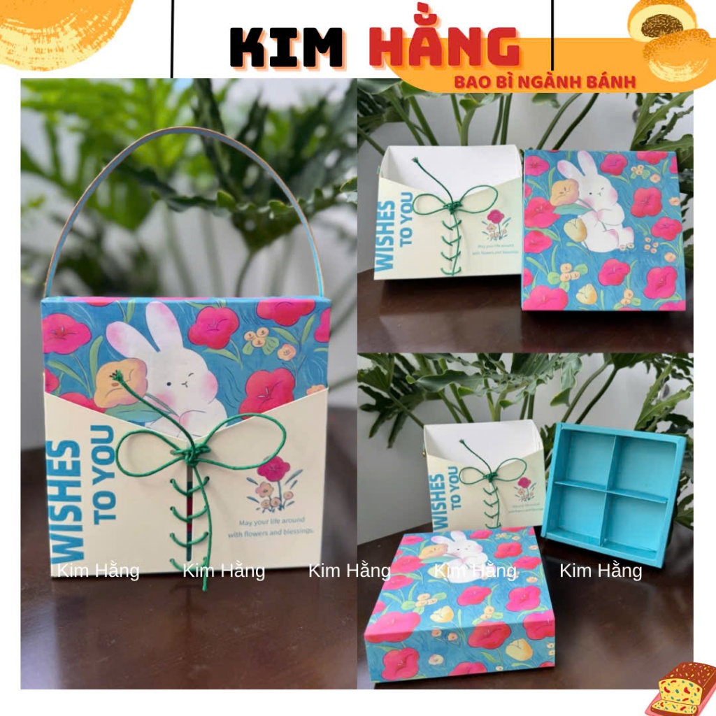 5 - 10 กล่อง บรรจุ 4 mini TULIP RABBIT ขนมไหว้พระจันทร์ - กล่องบรรจุขนมไหว้พระจันทร์ 4 ชิ้น 50gr - 1