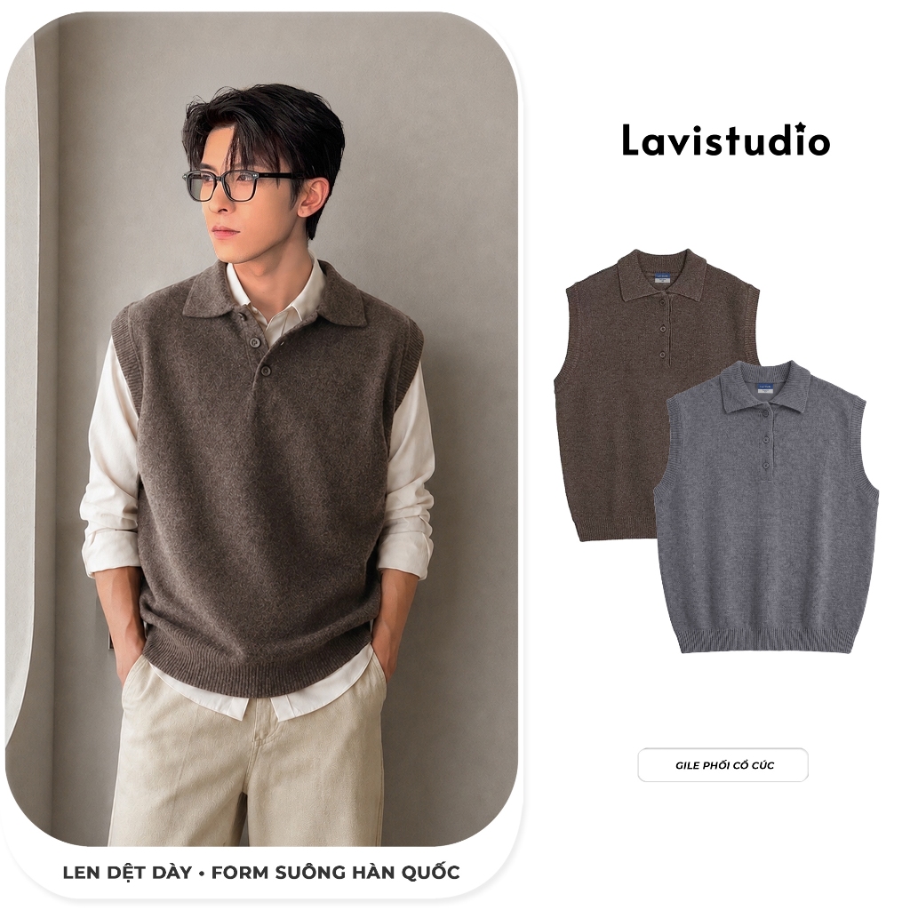 Laavi Studio/ CAMPUS เสื้อโปโลเกาหลี Wool Gilet