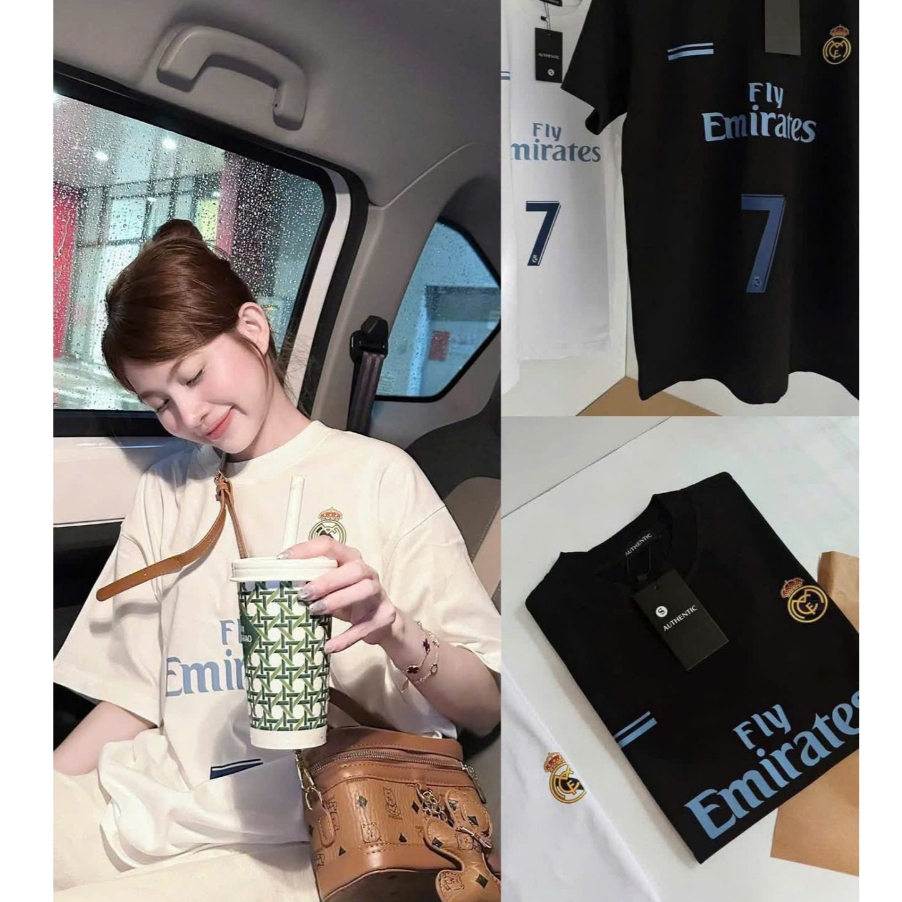 เสื้อยืด Fly Real madrid ทําจากผ้าฝ้าย Gavana unisex สําหรับผู้ชายและผู้หญิงจากแขนหลวม