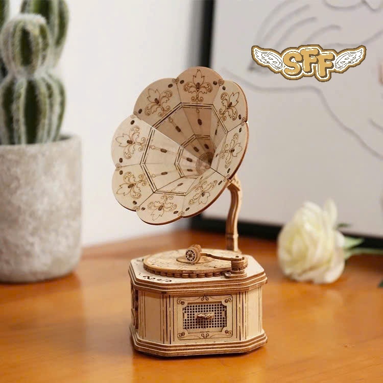 ROBOTIME ROLIFE 3D Wooden Model Assembly Toy Gramophone TG408 Classic Gramophone Model