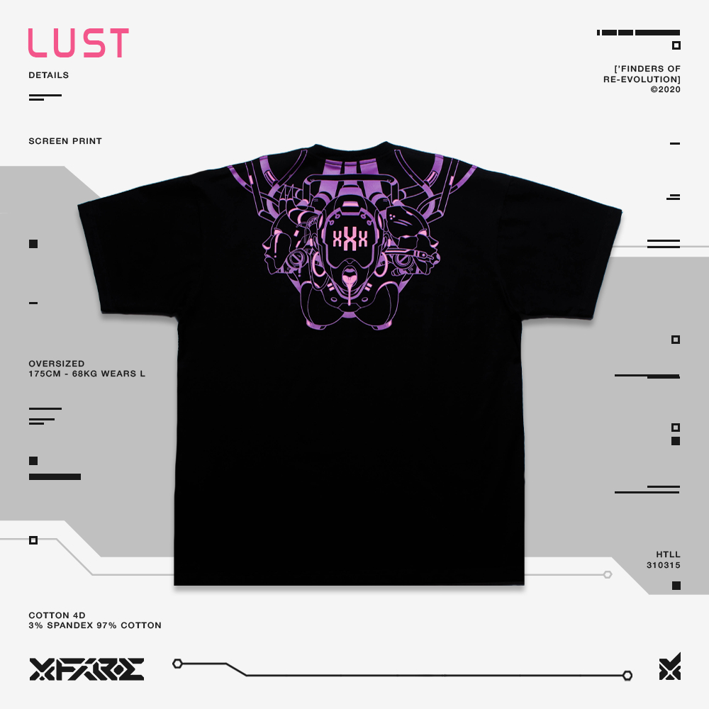 ของแท้ Xfire Vietnam Lust เสื้อยืดขนาดใหญ่รูปแบบผ้าฝ้าย 100% 2-Way Unisex สีดําและสีขาว